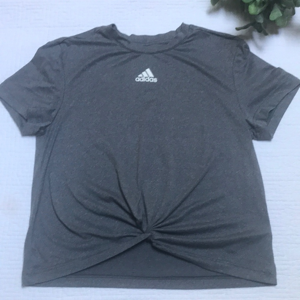 Adidas S womens gray crop top shirt